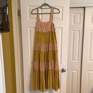 Madewell Pink and Yellow Maxi Dress